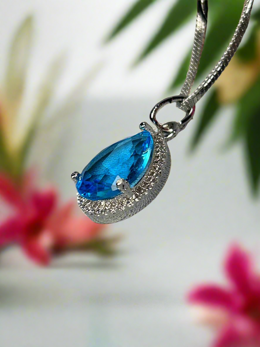 Diamond and Blue Quartz Pendant