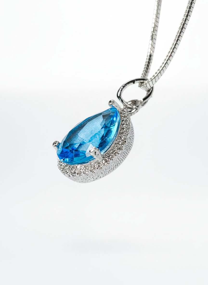 Diamond and Blue Quartz Pendant