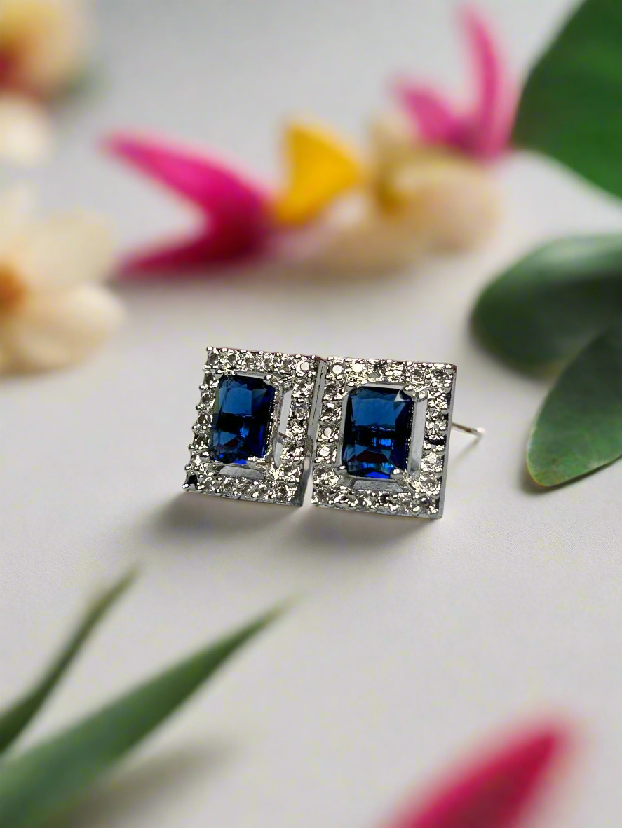 Blue Sapphire and AD Pendant Set