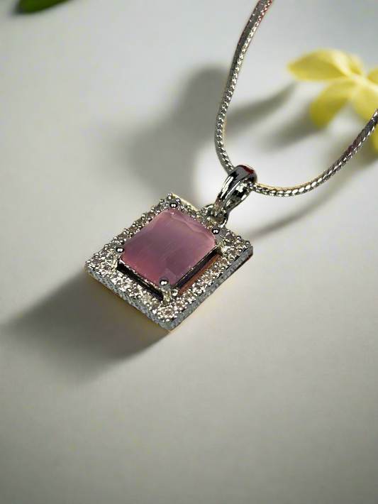 Pink Quartz and AD Pendant Set