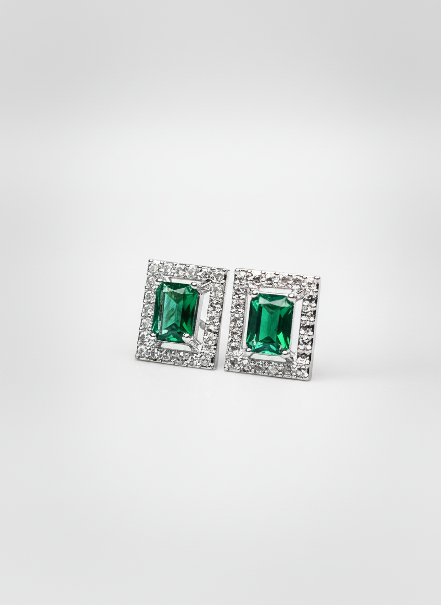 Green Emerald and AD Pendant Set