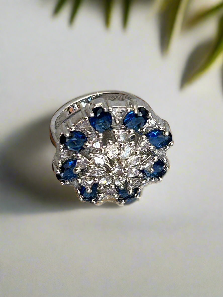 Diamonds and Blue Sapphire Ring