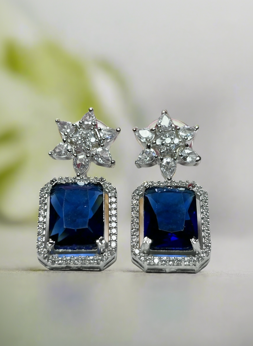 Blue Sapphire and AD Necklace Set