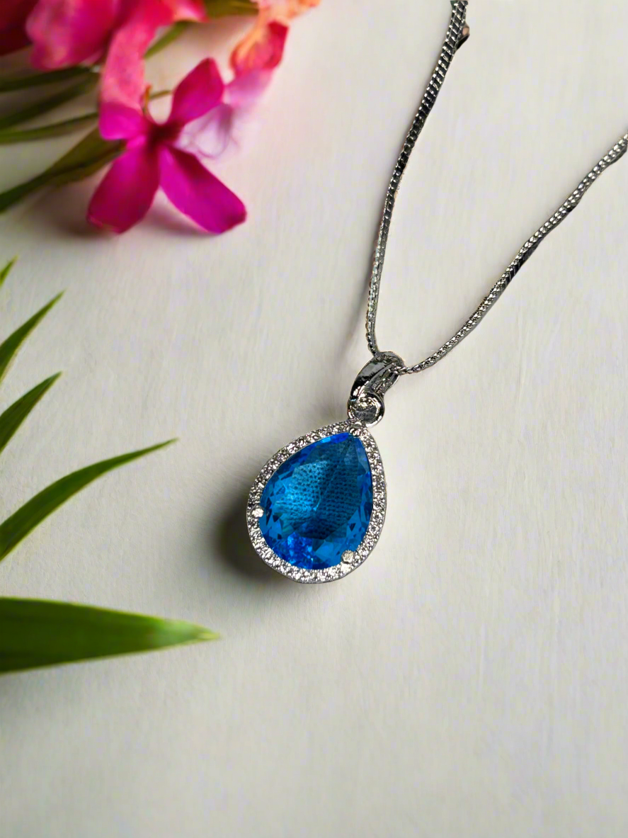 Diamond and Blue Quartz Pendant