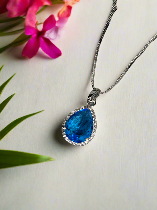 Diamond and Blue Quartz Pendant
