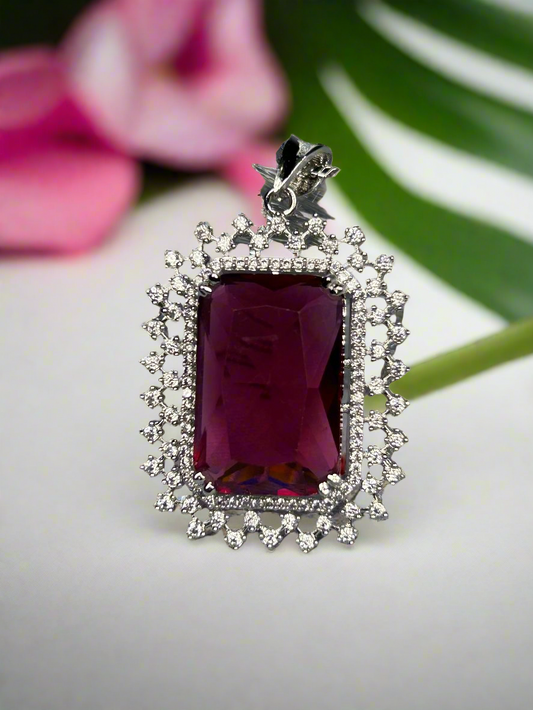 Bold Ruby and AD Pendant Set
