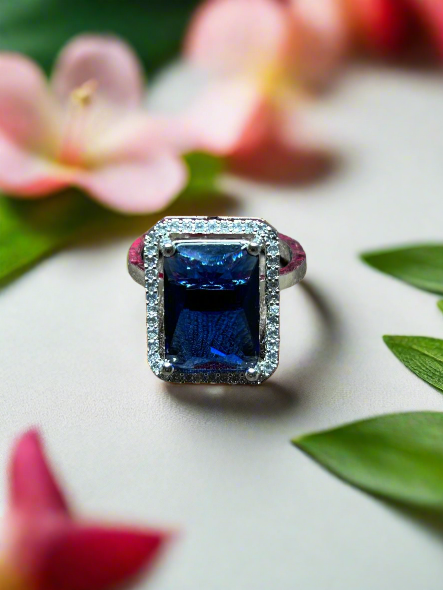 Cluster AD and Blue Sapphire Ring