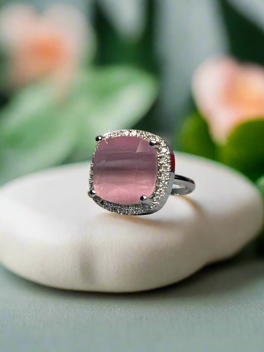 Pink Quartz and AD Pendant Set