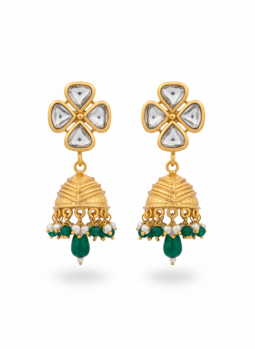 Gold Plated Polki Necklace Set