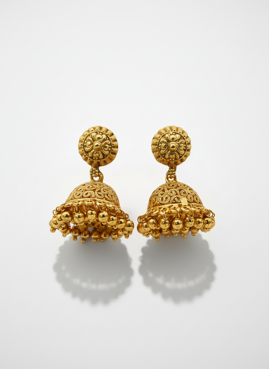 Two Lines Gold Plated Beads Necklace