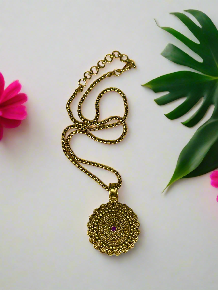 Jaya Antique Gold Plated Pendant Set