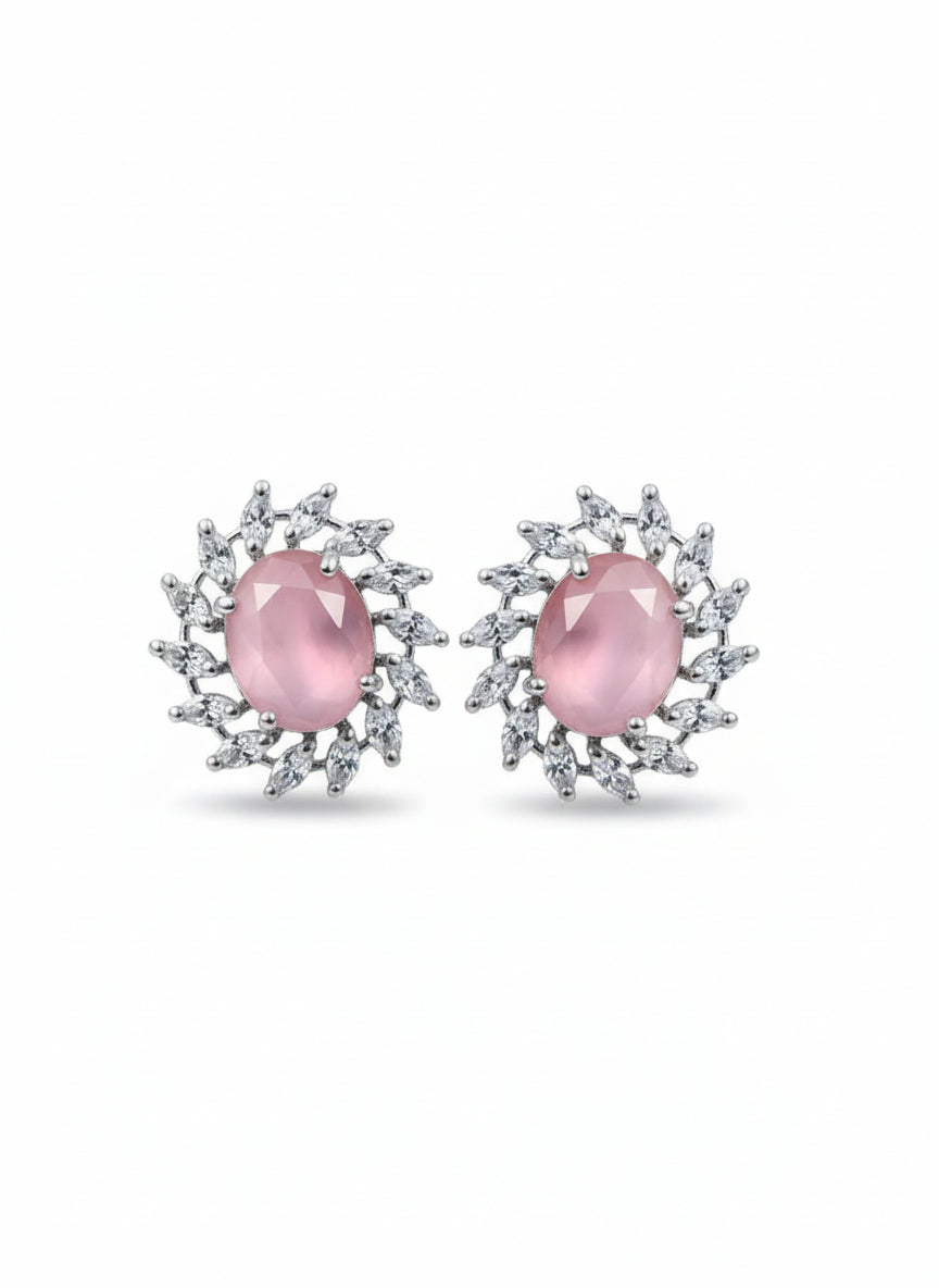 Cluster AD and Pink Quartz Earrings