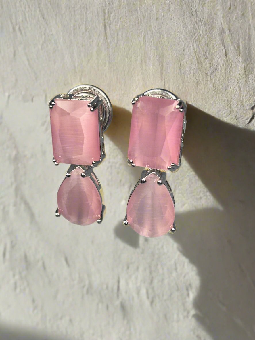 Pink Quartz Drop Earrings