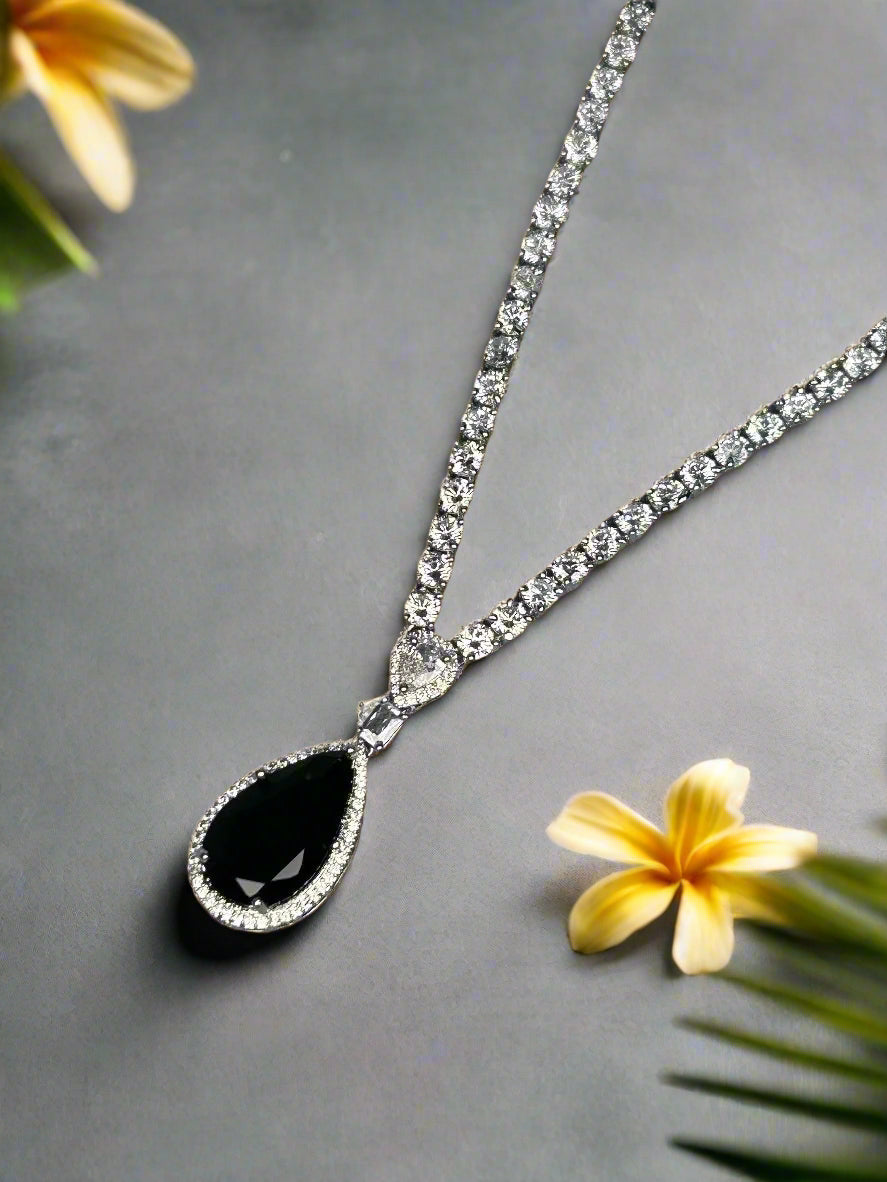 Black Crystal and AD Necklace Set