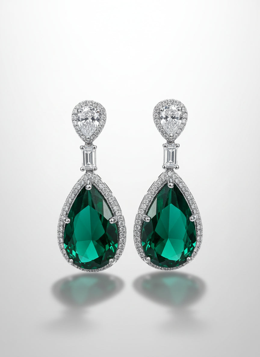 Green Emerald and AD Necklace Set