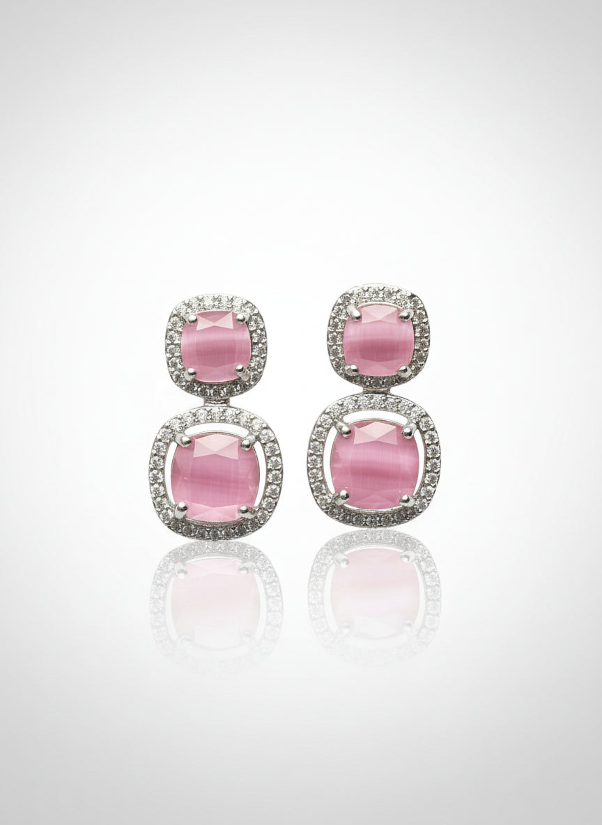 Cluster AD and Pink Quartz Necklace Set