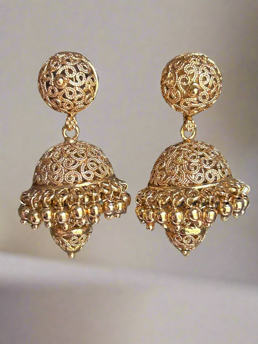 Intricate Gold Plated Jhumkis