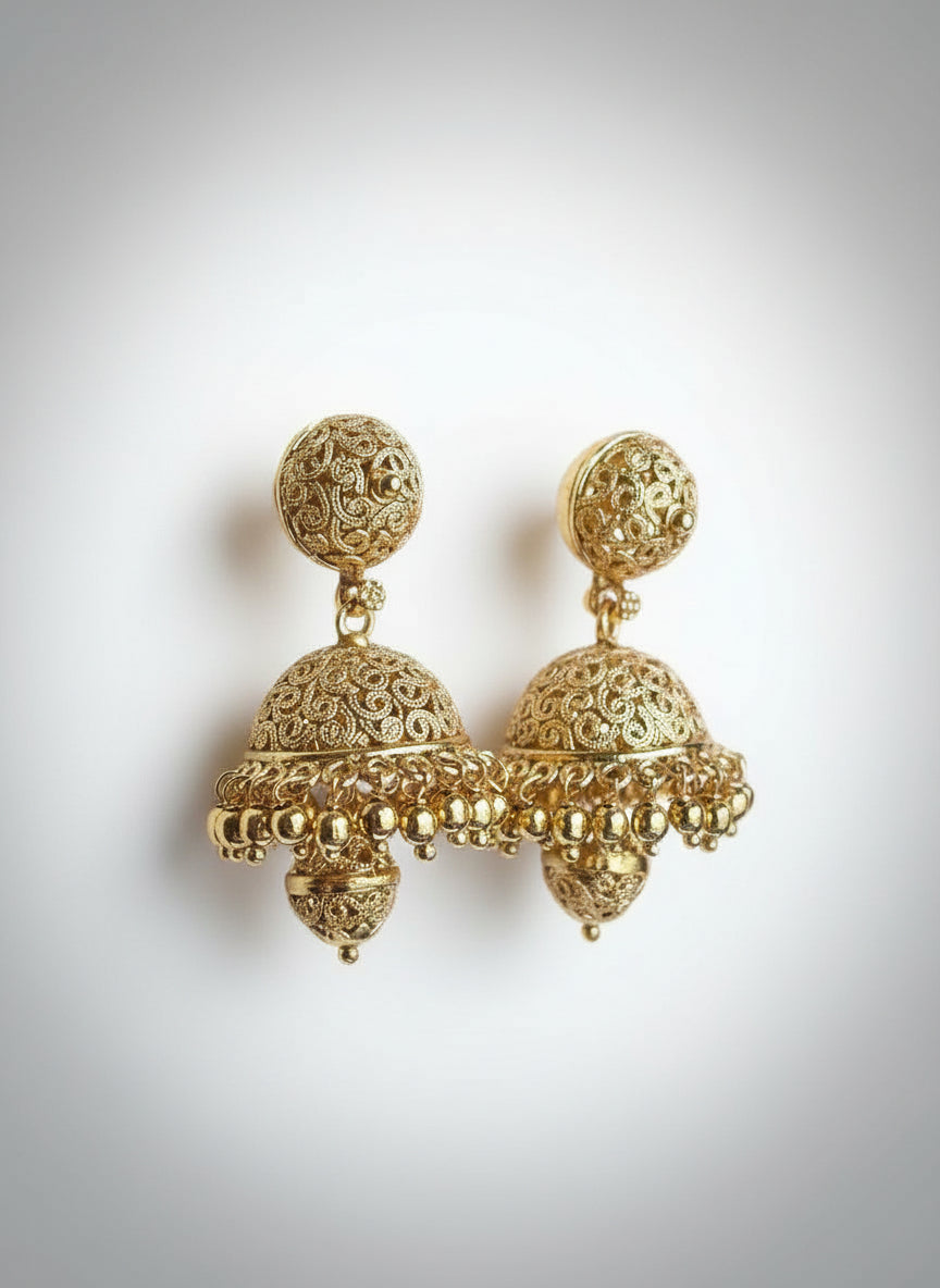 Intricate Gold Plated Jhumkis