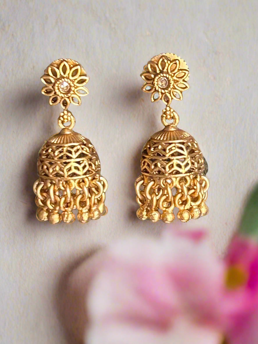 Intricate Gold Plated Jhumkis