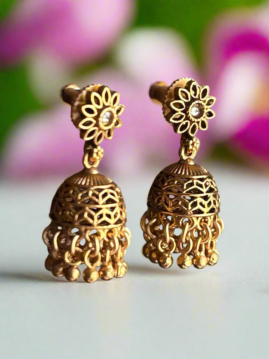 Intricate Gold Plated Jhumkis