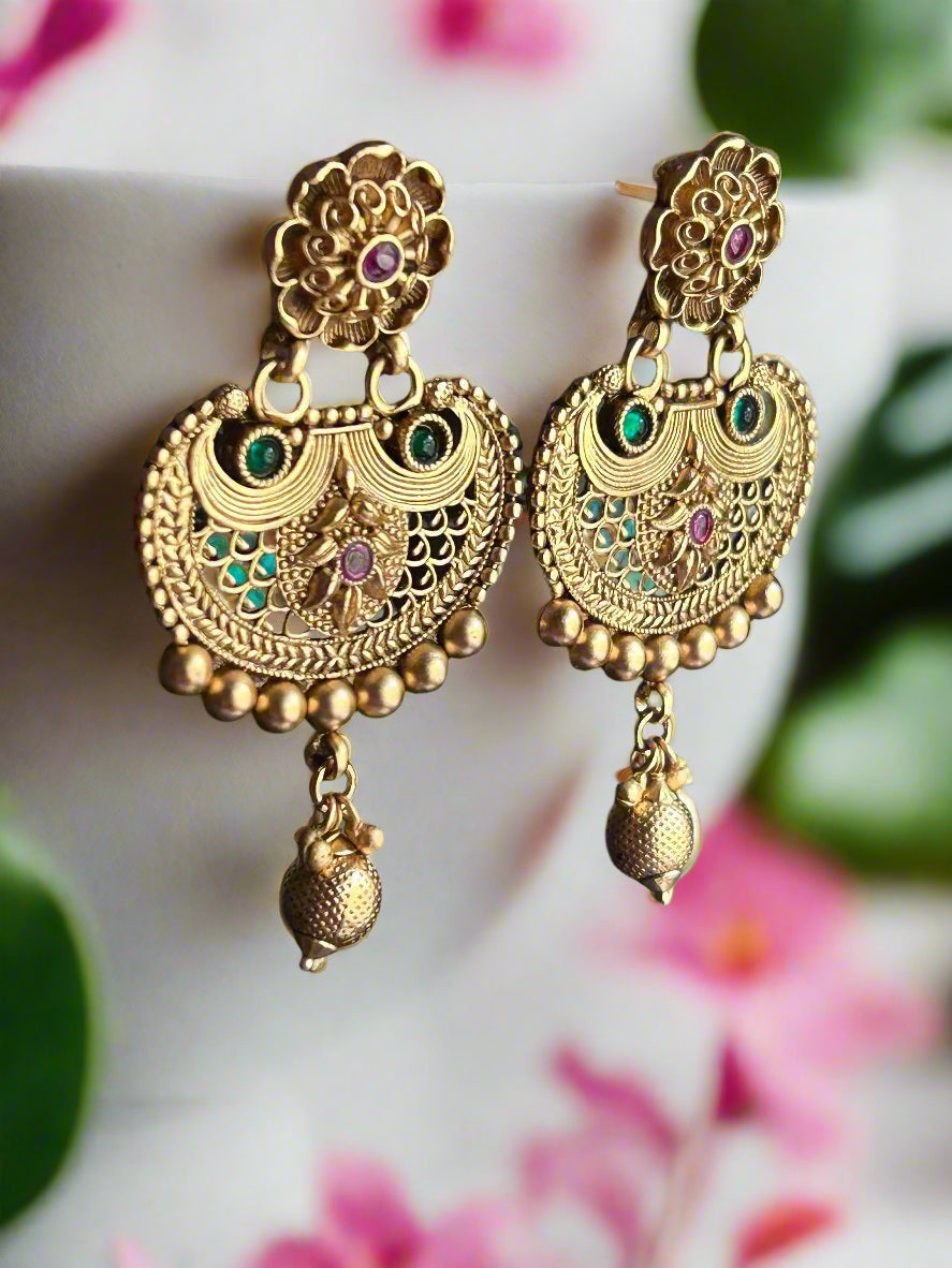 Antique Gold Plated Dangler Earrings