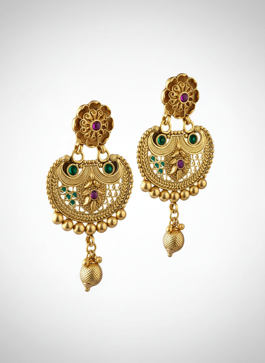 Antique Gold Plated Dangler Earrings