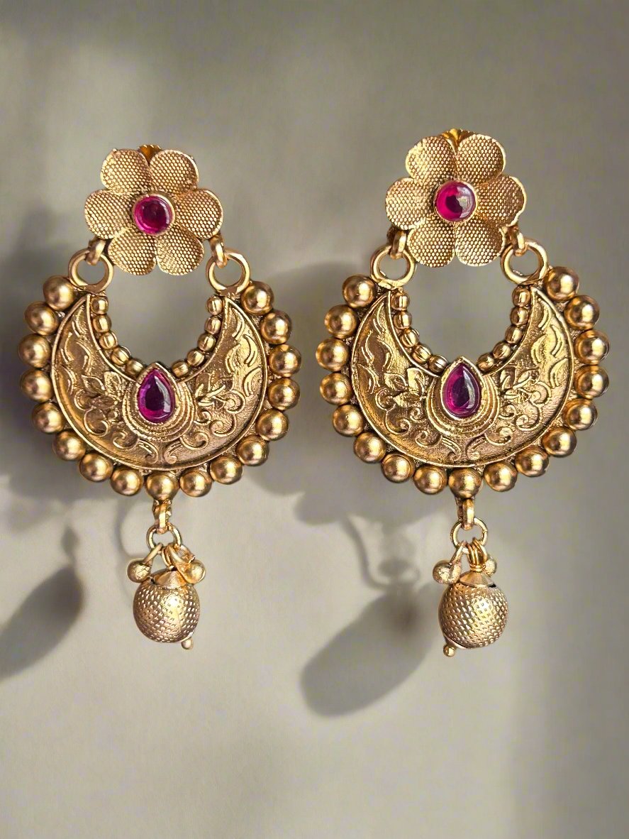 Antique Gold Plated Crescent Earrings