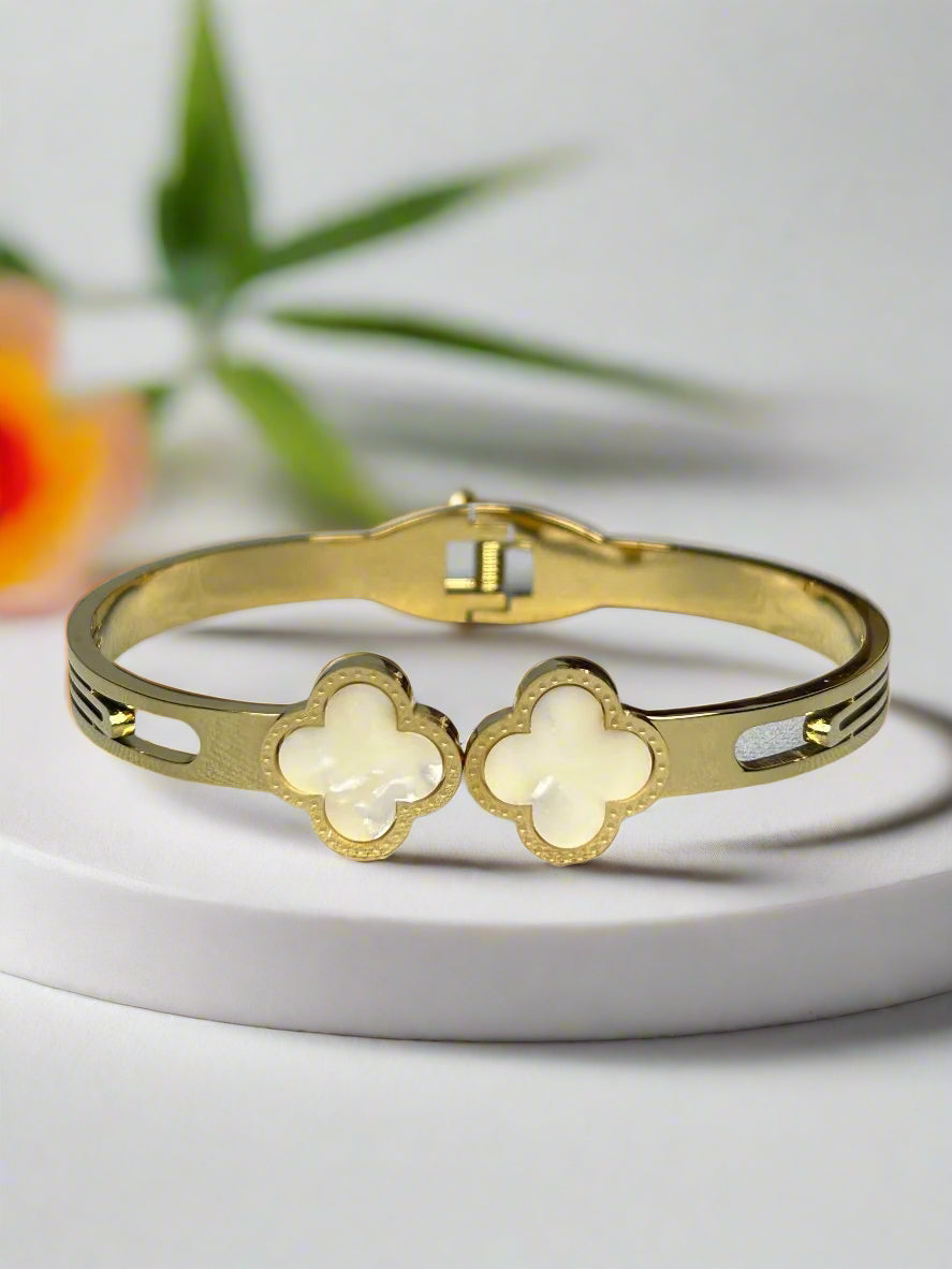 Gold Plated Double Quatrefoil  Bracelet