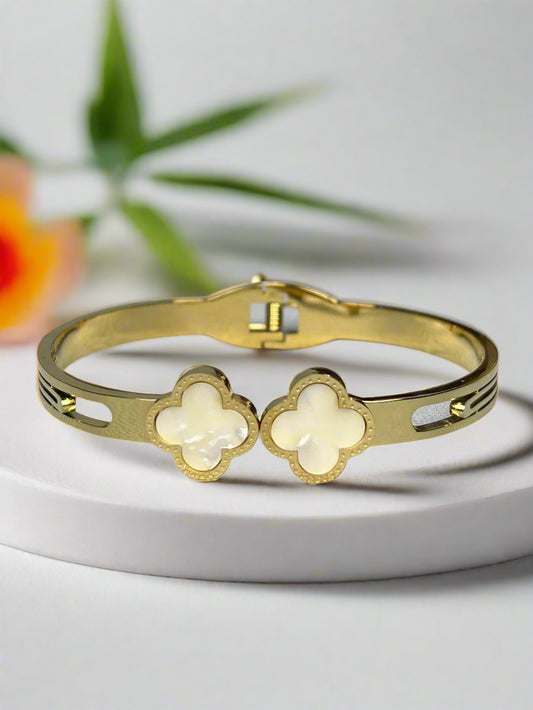 Gold Plated Double Quatrefoil  Bracelet
