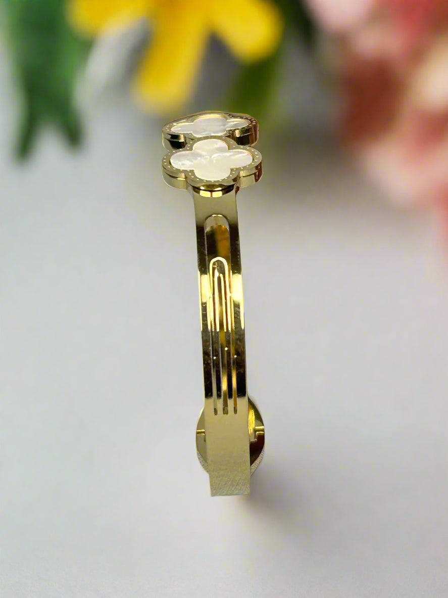 Gold Plated Double Quatrefoil  Bracelet