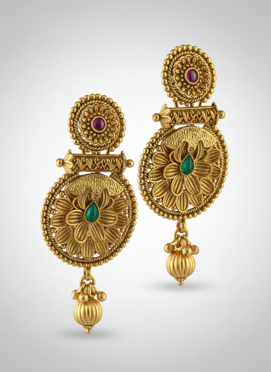 Antique Gold Plated Dangler Earrings