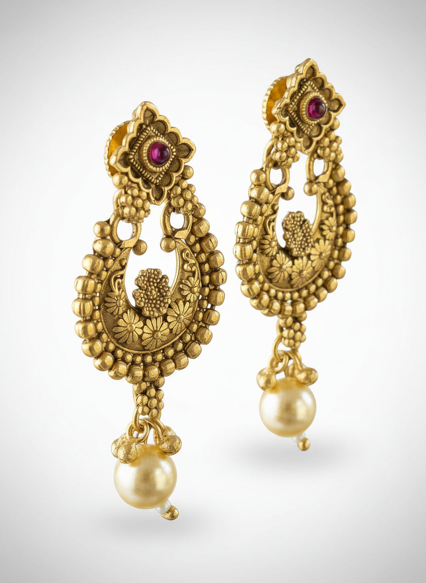 Antique Gold Plated Dangler Earrings