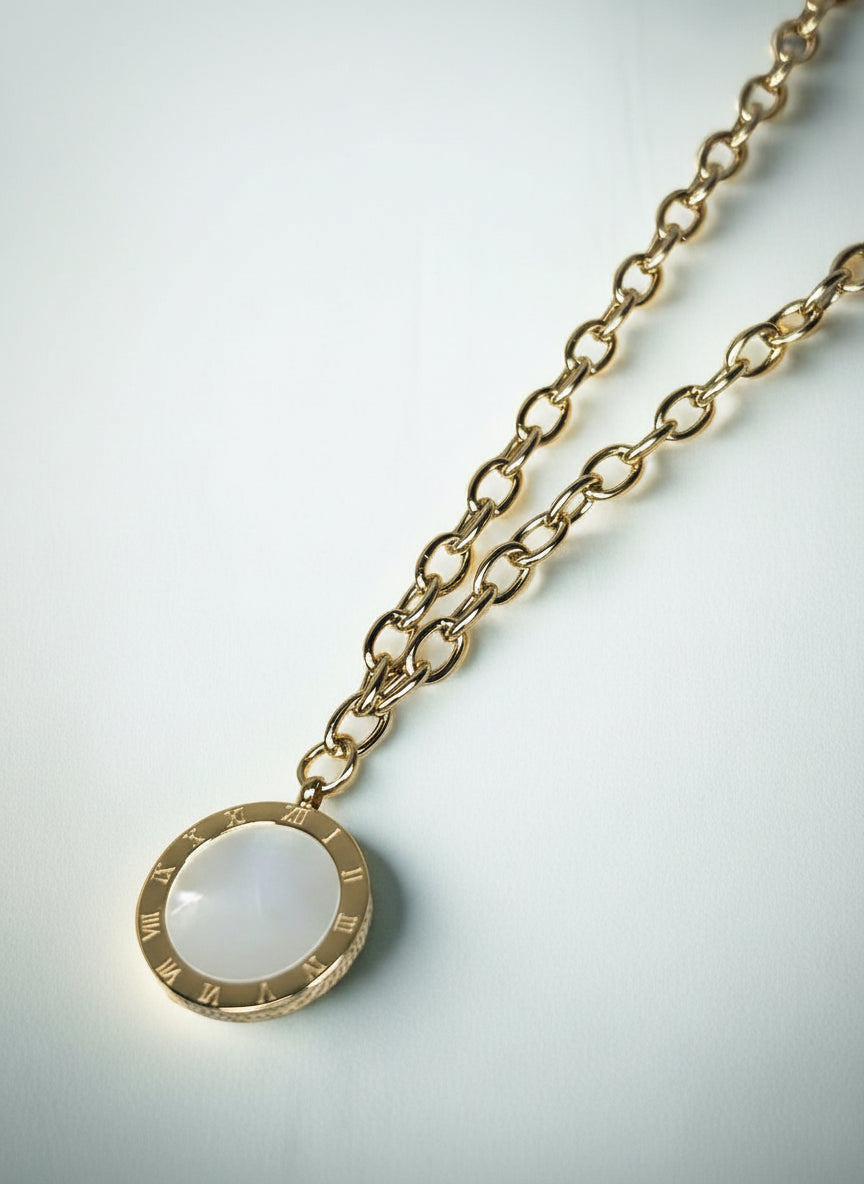 Rose Gold Round Shell Pendant
