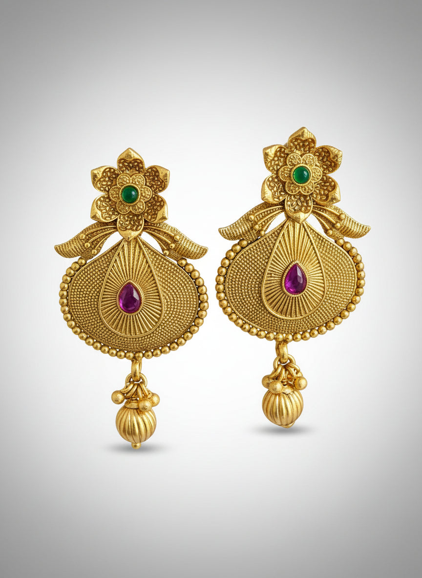 South-Indian Inspired Gold Plated Earrings