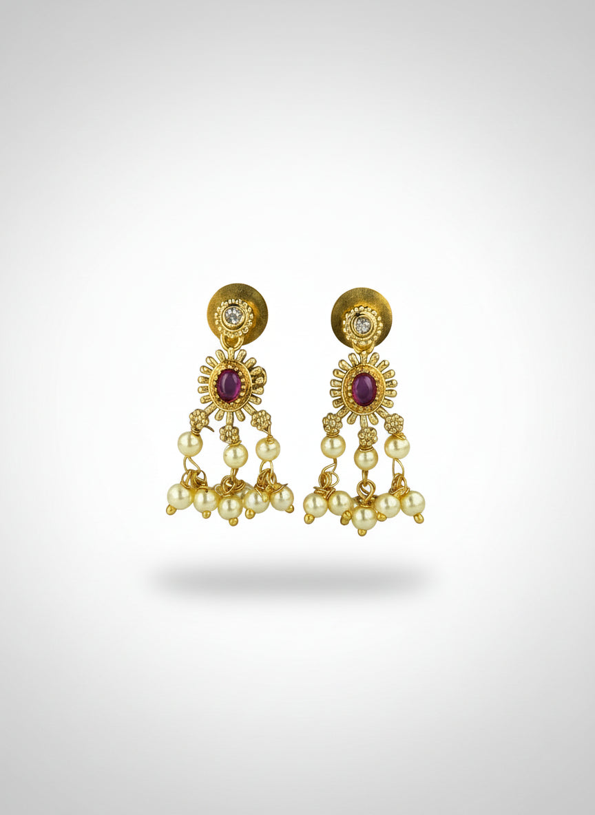 Meera Gold Plated Jewellery Set with pearls