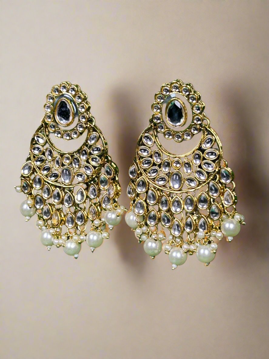 Kundan Chandbali with Pearls
