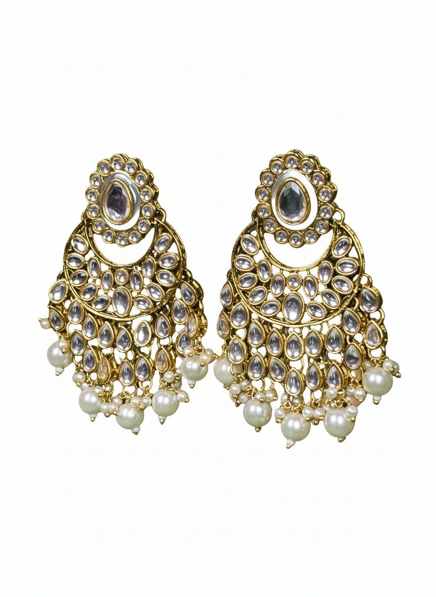 Kundan Chandbali with Pearls