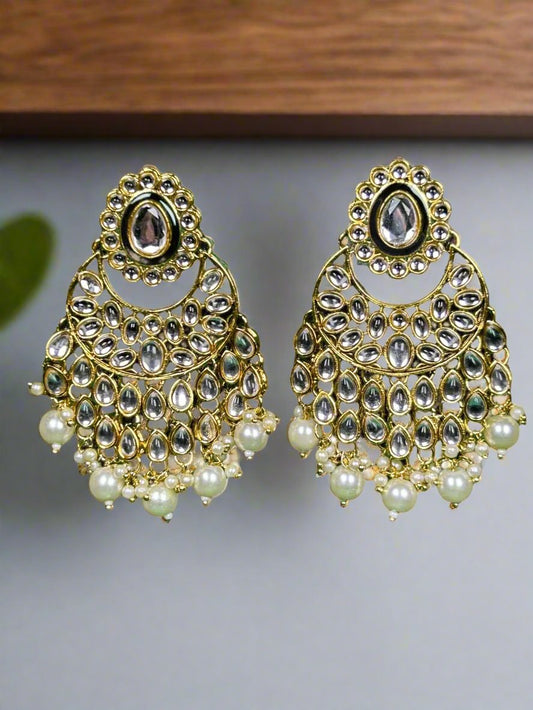 Kundan Chandbali with Pearls