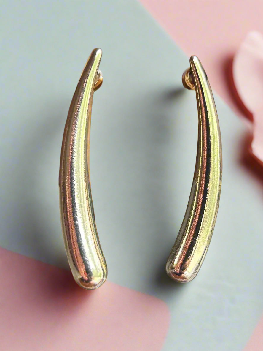 Gold Plated Bull Horn Earrings (Anti Tarnish)