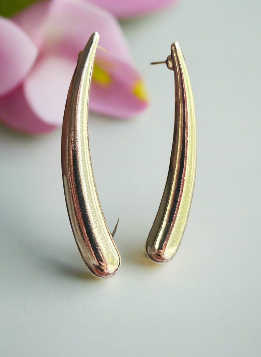 Gold Plated Bull Horn Earrings (Anti Tarnish)