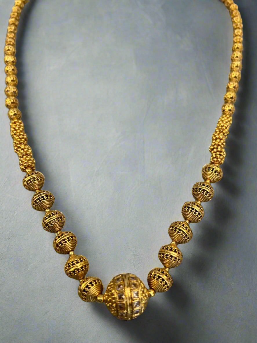 Antique Gold Plated Long Necklace Set