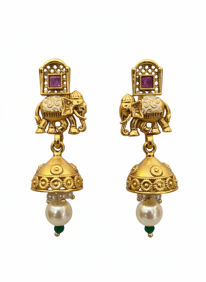 Gold Plated Elephant Necklace Set