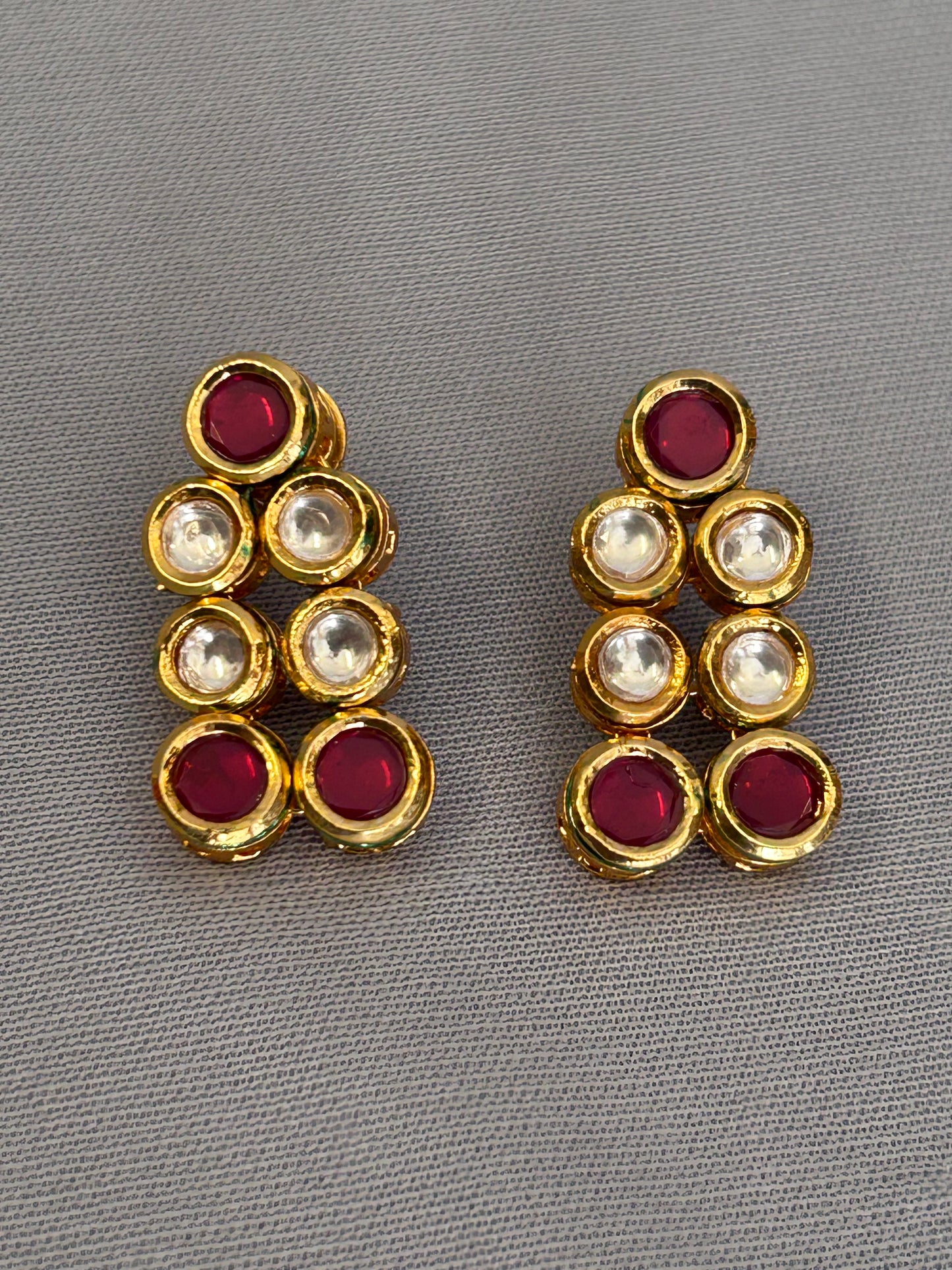 Pink Round Double Line Necklace Set