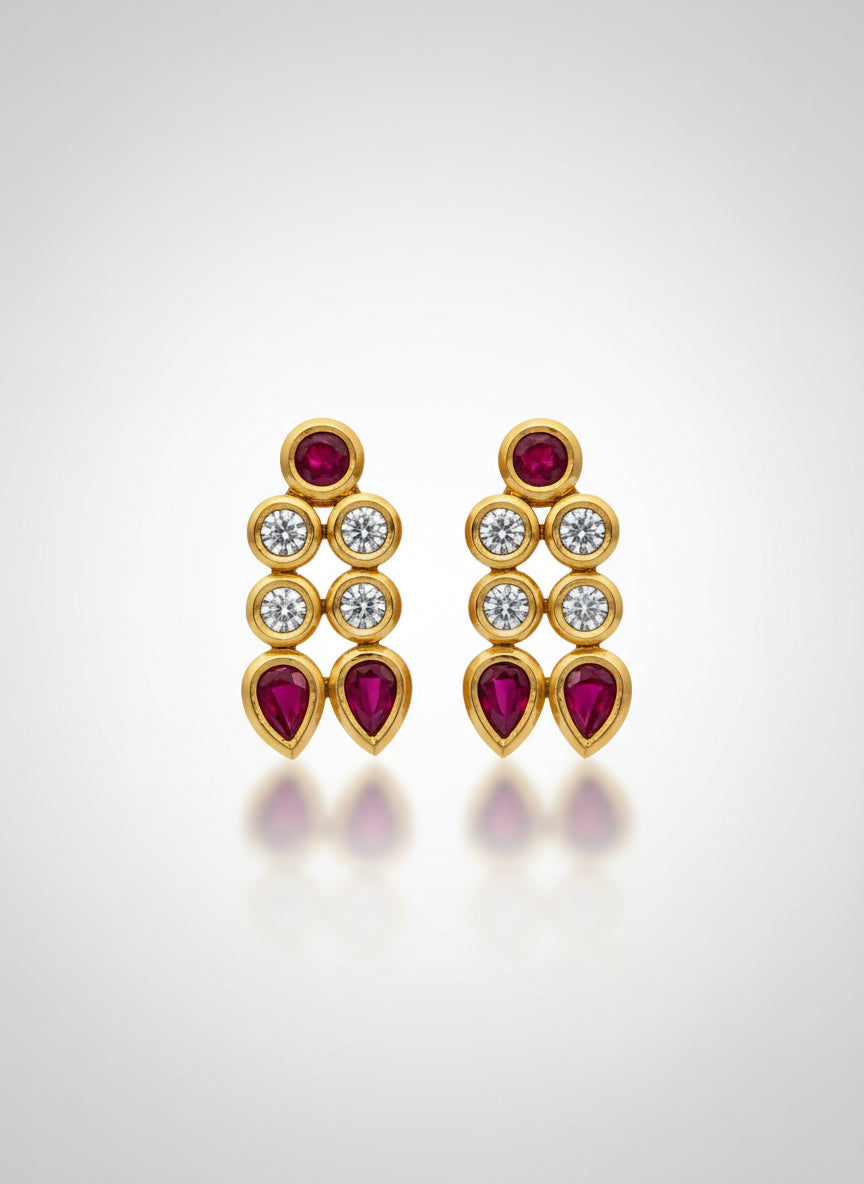 Pink Double Line Kundan Necklace Set