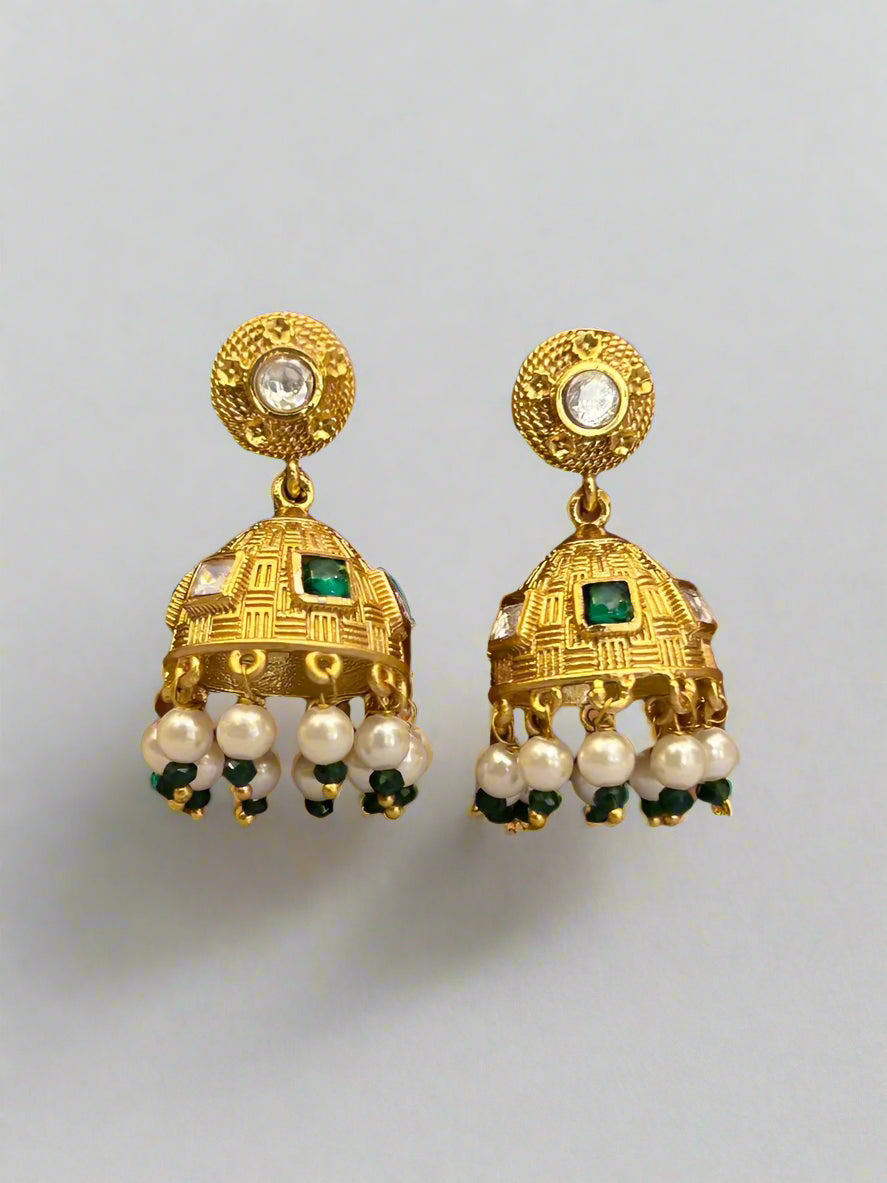 Moissanite and Emerald Gold Plated Necklace Set