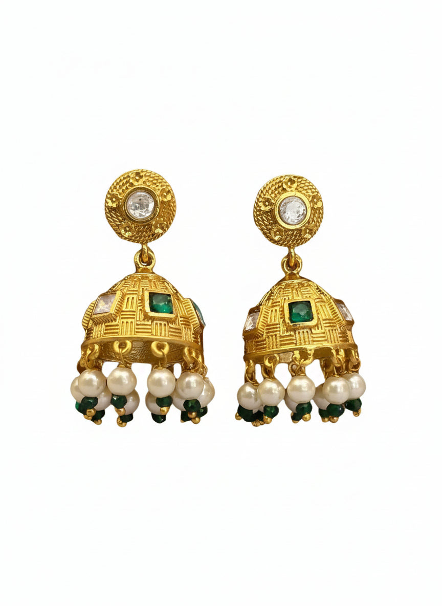 Moissanite and Emerald Gold Plated Necklace Set