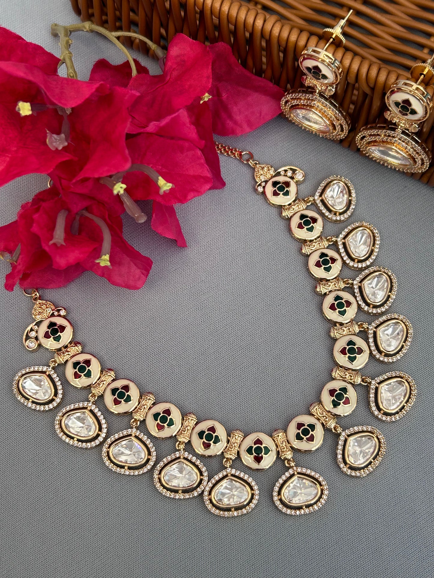 Heavy Kundan Choker Set with Meenakari art