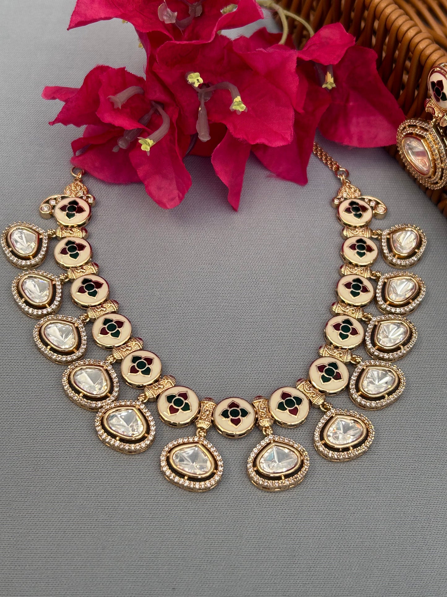 Heavy Kundan Choker Set with Meenakari art