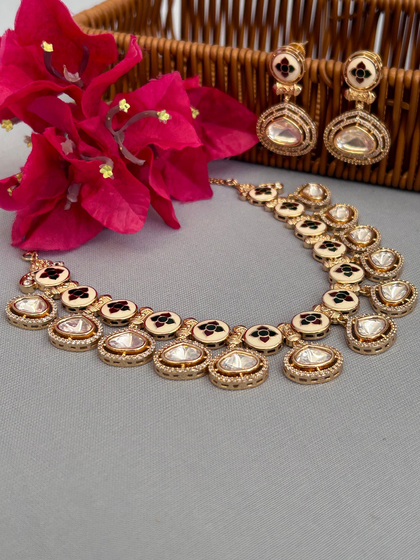 Heavy Kundan Choker Set with Meenakari art