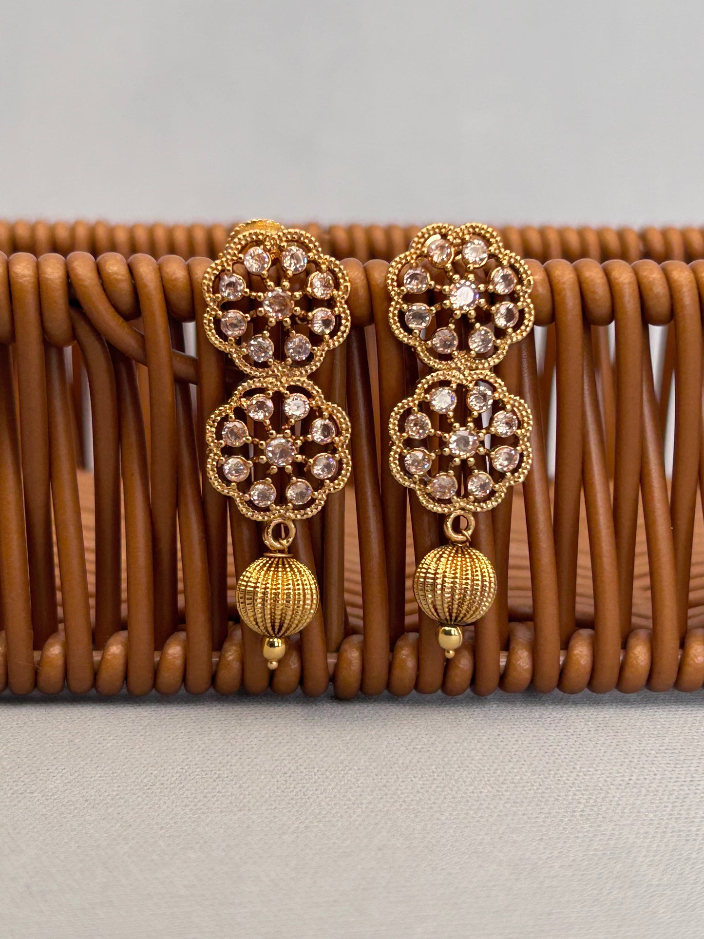 Moissanite Flower Gold Plated Necklace Set